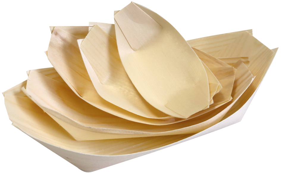 Bild von 40 x NatureStar Fingerfood-Schalen Bio Schiffchen 105x50mm Holz VE=50