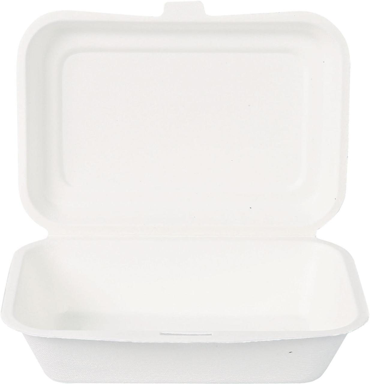 Bild von NATUREStar Zuckerrohr-Lunchbox Nature V rechteckig; 450ml, 17x12.5x4.9 cm (LxBxH); weiß; rechteckig; 50 Stück / Packung