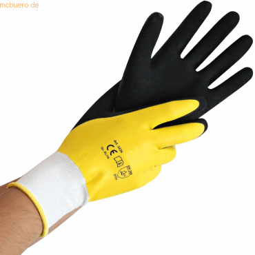 Bild von 10 x HygoStar Polyester-Feinstrick-Handschuh Wet Protect M/8 gelb-schw