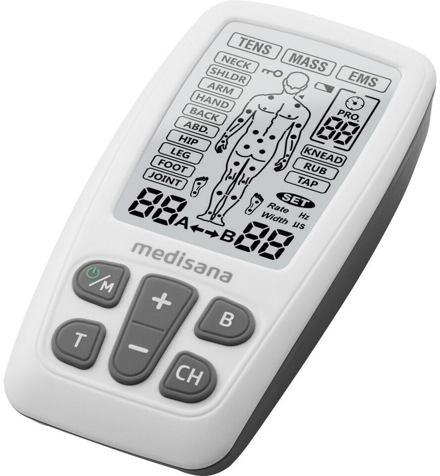 Bild von medisana TENS Gerät, EMS Reizstromgerät mit 60 Programmen professionelles Elektrotherapiegerät Muskelentspannung und Schmerzlinderung an Rücken, Nacken, Schultern, Bauch, Hüfte mit 4 Elektrodenpads