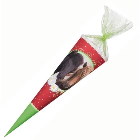 Bild von Nestler Schultüte Ponys mit Stoffelementen, Organzaverschluss, rund, 70 cm