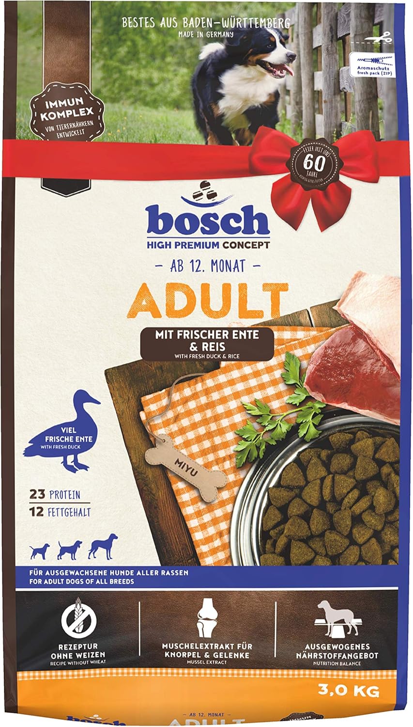 Bild von bosch HPC Adult mit Ente & Reis | Hundetrockenfutter für ausgewachsene Hunde aller Rassen | 1 x 3 kg
