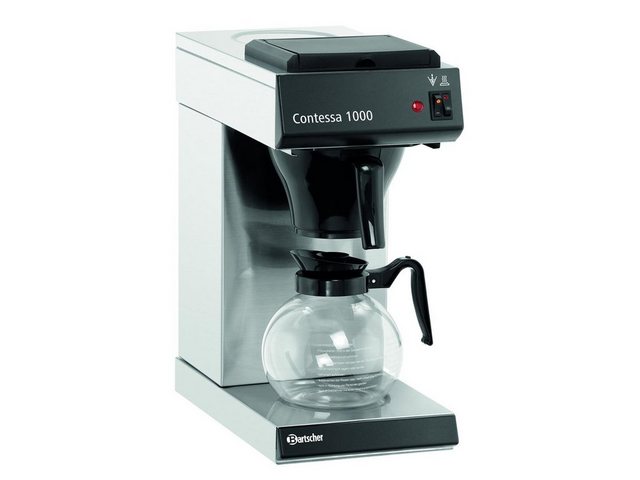 Bild von Bartscher Filterkaffeemaschine Kaffeemaschine Contessa 100, Edelstahl, Glas, A190056, Korbfilter, Separat schaltbare Warmhalteplatte