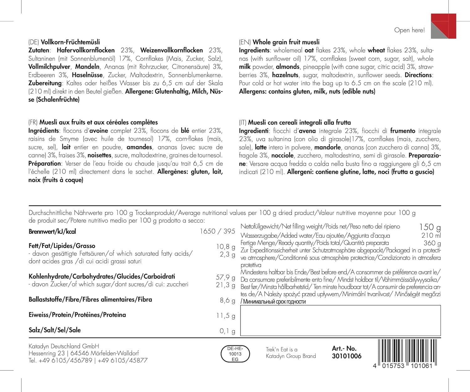 Bild von Trekn Eat Vollkorn-Früchtemüsli 150g = 56,70€/kg