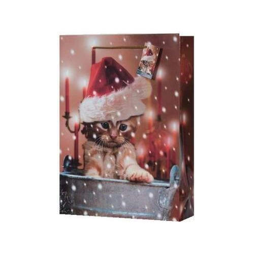 Bild von Amsinck & Sell 55610 Geschenktasche Weihnachtskatzenmotiv