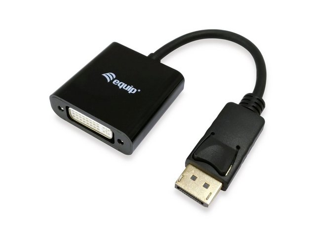 Bild von Equip Displayport 1.2 Adapter Displayport Stecker auf DVI 24+5 Buchse Schwarz mit Arretierung / vergoldet
