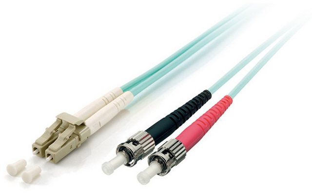 Bild von Equip Klemmen Equip LWL Patchkabel LC->ST 10.00m Multimode Duplex OM3 turq Polybeute