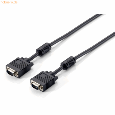 Bild von 8.00m Equip VGA Anschlusskabel doppelt geschirmt VGA 15pol Stecker auf VGA 15pol Stecker Schwarz/Silber Ferritkern