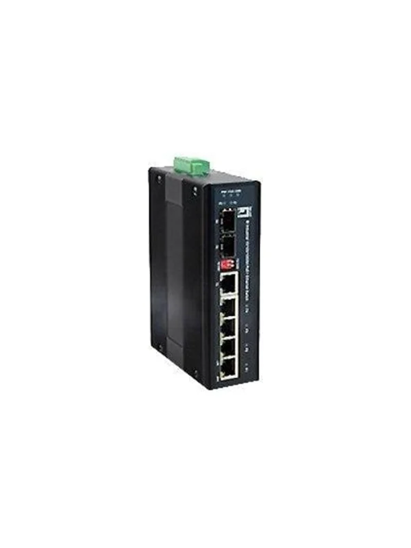 Bild von LevelOne IES-0620 - Switch - 4 x 10/100/1000 (PoE+) x Combo Gigabit Ethernet/Gigabit SFP x Fast Ethernet/Gigabit SFP - an DIN-Schiene montierbar - PoE+ (126 W) - Gleichstrom