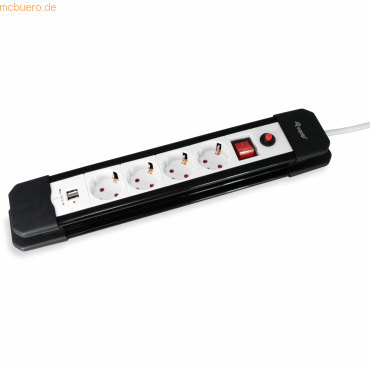 Bild von equip Life - Version 1 - Verlängerungsschnur - Wechselstrom 250 V - 3500 Watt - Eingabe, Eingang Typ F - Ausgangsanschlüsse: 4 (2 x USB, 4 x Stecker Typ F) - 1,5 m (245553)