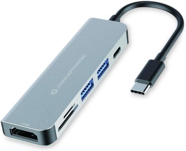 Bild von DONN02G 6-in-1 Multi Hub + Cardreader grau