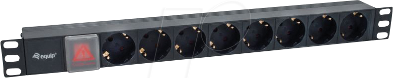 Bild von Equip 8-Fach Deutsche Steckdosenleiste - 1U - Horizontal - Kunststoff - Schwarz - Schwarz - 8 AC-Ausgänge (333286)