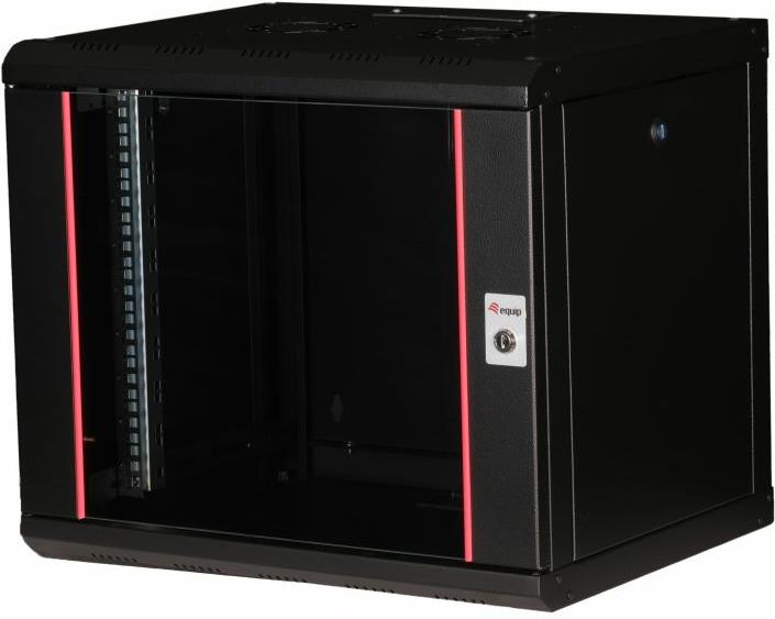 Bild von Equip Pro Mount 19' Schrank - 09HE - 600X450mm - RAL9005 Schwarz - Wandmontiertes Regal - 9U - Sperrschloss - Ablageschienen - 17,6 kg - Schwarz (EPM-09-6045-B-CBAA)