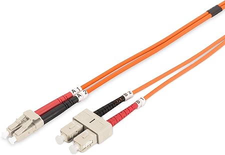 Bild von DIGITUS DK-2532-03 – Glasfaserkabel OM2 – 3 m – LC zu SC – Duplex LWL Kabel – 1 Gbit/s – MM Multimode Glasfaser LAN Kabel – Fasertyp: 50/125 µ – Orange