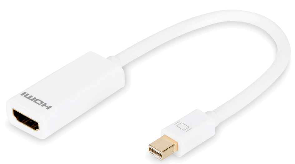 Bild von Digitus DIGITUS Mini DP zu HDMI Adapter 0,15m - Konverter Computer-Adapter mini DP-HDMI Typ A zu HDMI Typ A, Hohe Bildqualität, kompakte Bauweise
