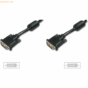 Bild von Assmann DVI connection cable. DVI(24+1). 2x ferrit M/M. 10.0m. DVI-D dual link. UL. bl (AK-320101-100-S)