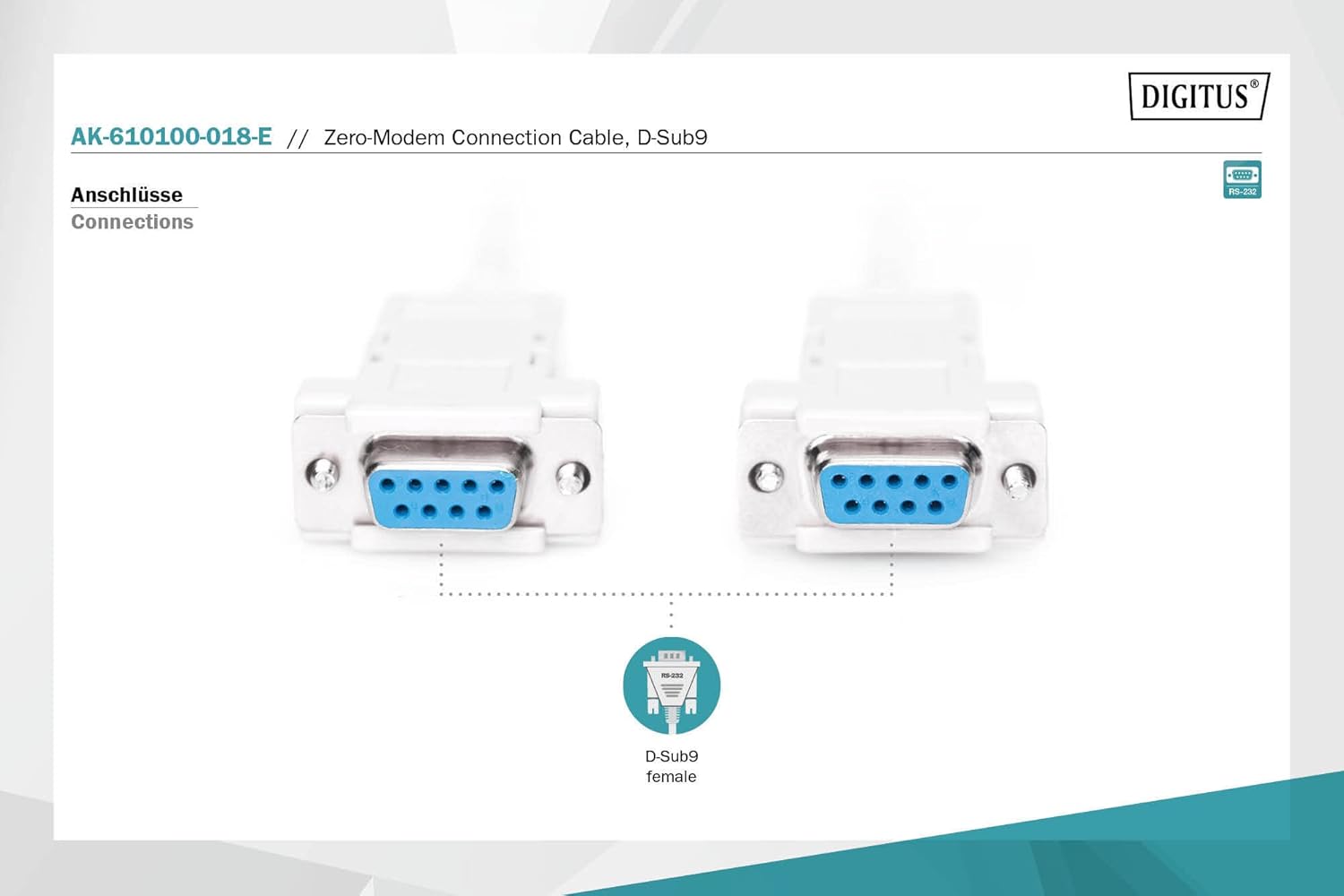 Bild von DIGITUS Serielles Anschluss-Kabel - D-Sub 9 zu D-Sub 9 - Stecker zu Buchse - 5.0m - Verlängerungskabel - Beige