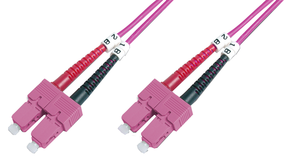 Bild von DIGITUS DK-2522-01-4 – Glasfaserkabel OM4 – 1 m – SC zu SC – Duplex LWL Kabel – 1/10/40/100 Gbit/s – MM Multimode Glasfaser LAN Kabel – Fasertyp: 50/125 µ 