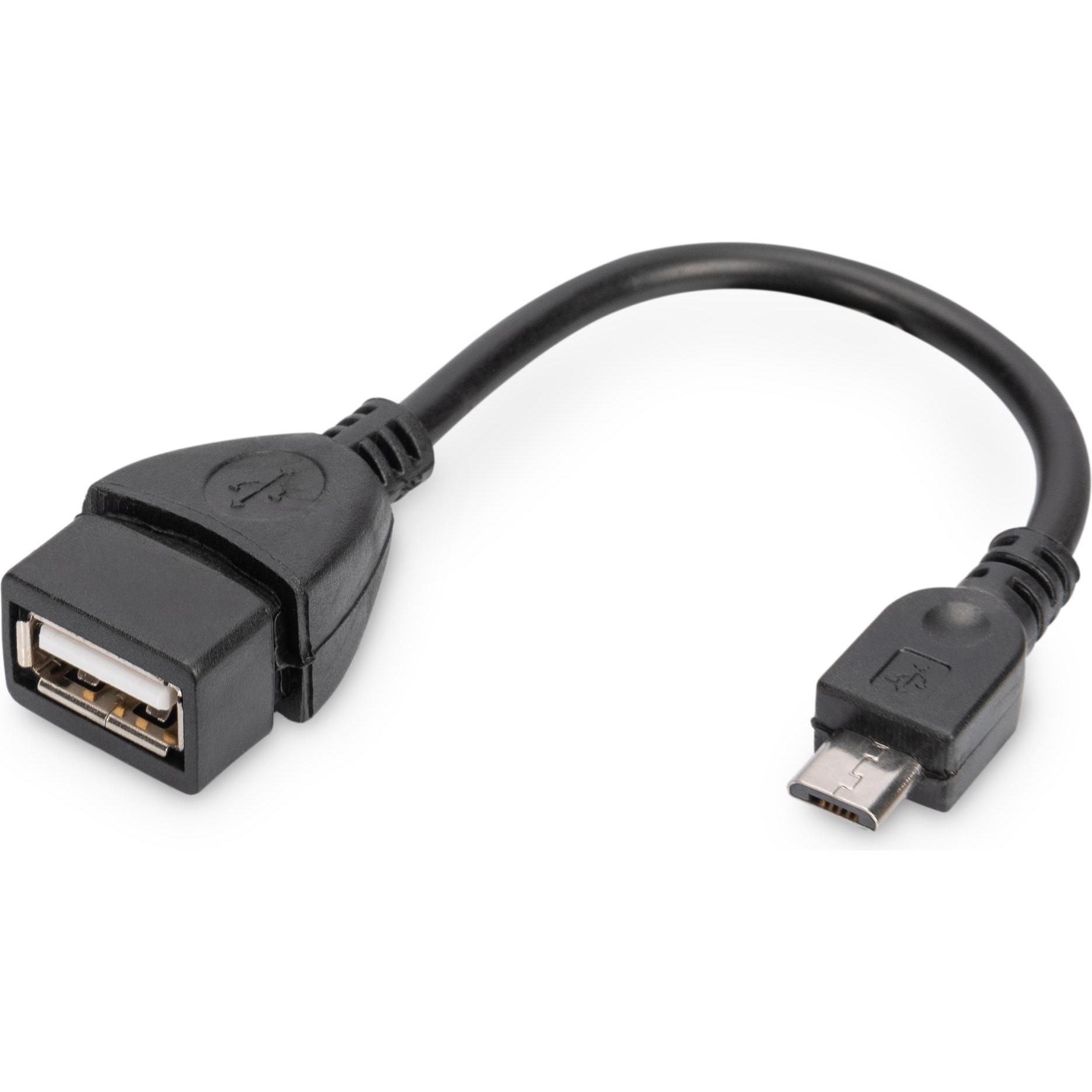Bild von DIGITUS USB 2.0 Adapterkabel, Micro USB-B - USB-A, 0,2 m