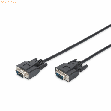 Bild von Digitus VGA Anschlusskabel VGA 15pol. Stecker, VGA 15pol. Stecker 1.80m Schwarz DB-310100-018-S Rund