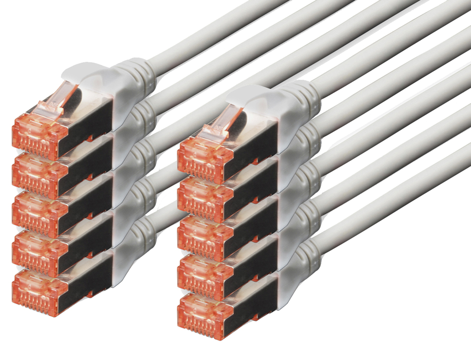 Bild von DIGITUS LAN Kabel Cat 6 - 1m - 10 Stück - RJ45 Netzwerkkabel - S/FTP Geschirmt - Kompatibel zu Cat 6A & Cat 7 - Gelb