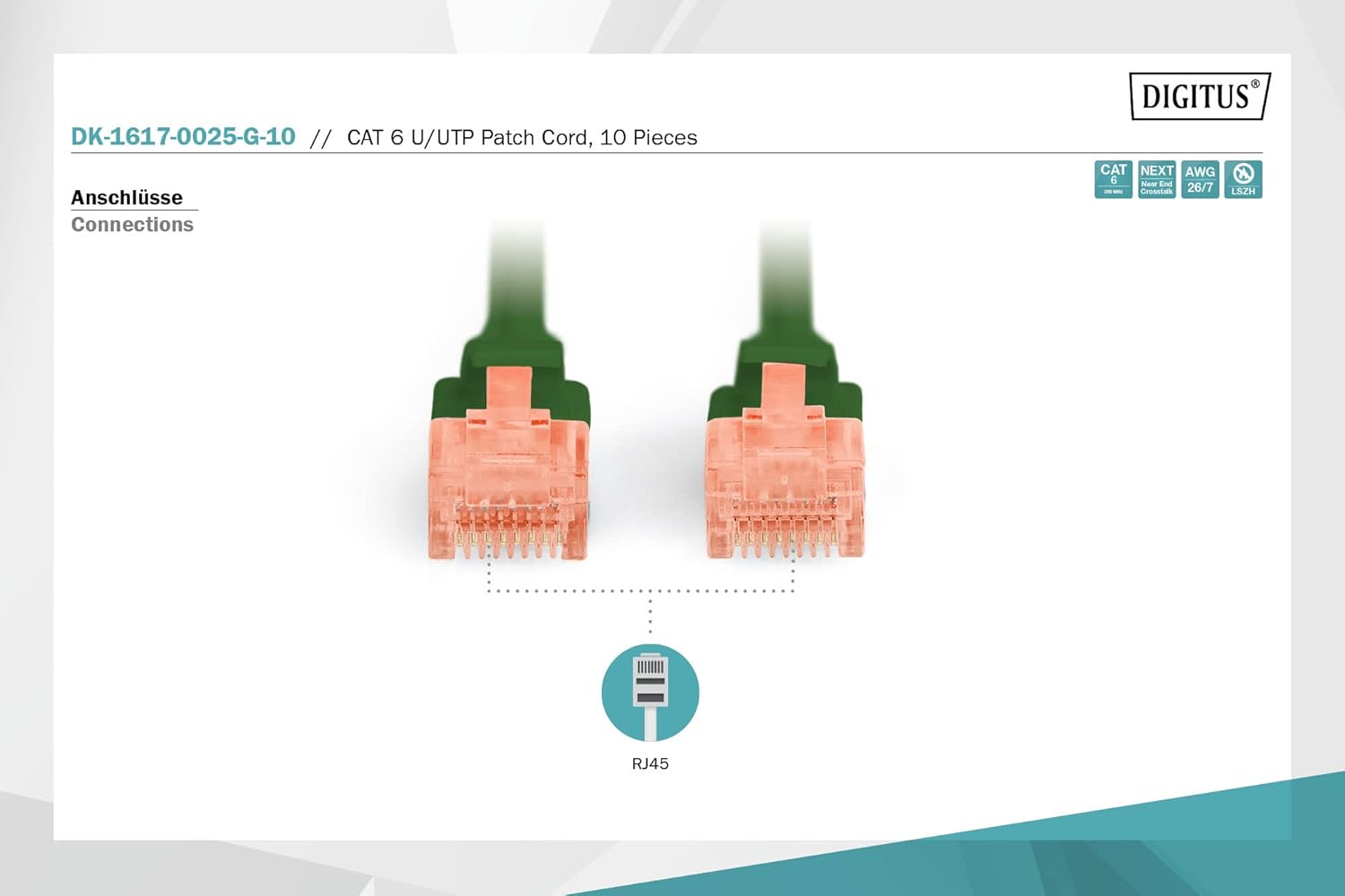Bild von DIGITUS LAN Kabel Cat 6 - 2m - Slim - RJ45 Netzwerkkabel - UTP Ungeschirmt - Kompatibel zu Cat-6A - Grau