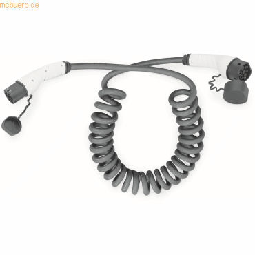 Bild von DIGITUS Mode 3 Ladekabel für Elektroautos & PHEV – 10 m – Typ 2 – 1-Phasig – 32 A – 7,4 kW – Spiralkabel – Schwarz