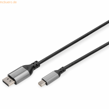 Bild von DIGITUS 8K/60Hz Displayport Adapterkabel - DP zu mini DP - Displayport 1.4-4k/144Hz - 1 m - Aluminiumgehäuse - Kompatibel mit Monitor, Gaming-Grafikkarte - Schwarz