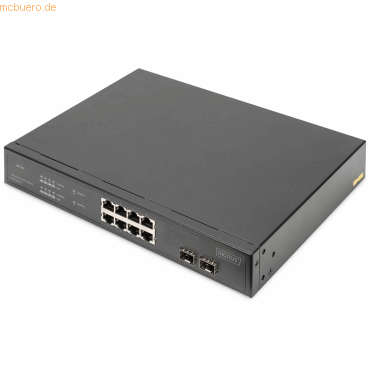Bild von DIGITUS 10 Port Gigabit Ethernet PoE-Netzwerk-Switch - 8x RJ45 - 2x SFP-Uplink - 19 Zoll - Netzwerk-Switch - 150W PoE-Budget - 10/100/1000 Mbps
