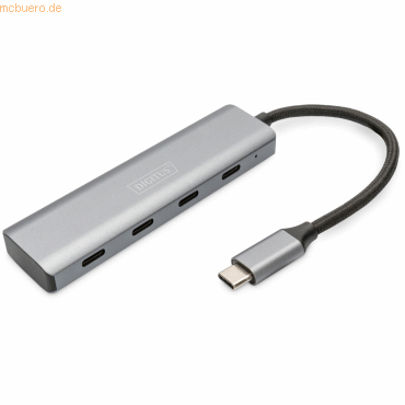 Bild von DIGITUS USB-C Hub - 4 Ports - USB 3.1 Gen 1-4X USB-C - bis zu 5 Gbit/s - Plug & Play - Aluminiumgehäuse - dunkelgrau
