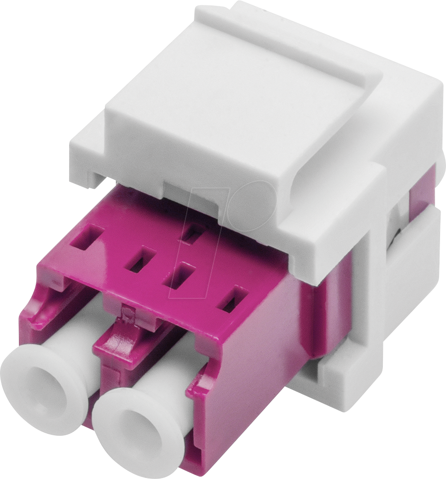 Bild von DIGITUS LWL-Keystone-Modul – LC/LC-Duplex – Multimode Glasfaser – OM4 – Keramikhülse – für Patchpanel oder Anschlussdosen – Violett/Weiß