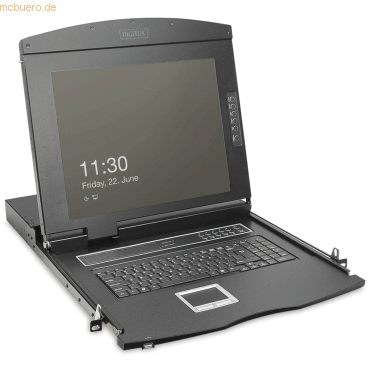 Bild von Digitus 19" HD LCD KVM Konsole, 1-Port VGA, UK Tastatur, KVM Switch, Schwarz
