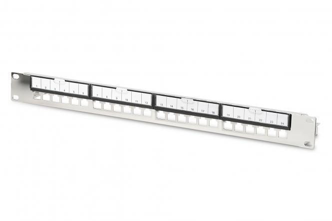 Bild von Digitus Modulares galvanisiertes Patch-Panel, geschirmt, 24-Port, blank, 1HE, Rack Mount, Schwarz RAL 9005, Server Zubehör, Schwarz