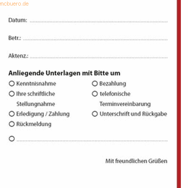 Bild von Büroring, Formular, Übersendungszettel BxH 210x105mm VE=100 Stück (100 x)