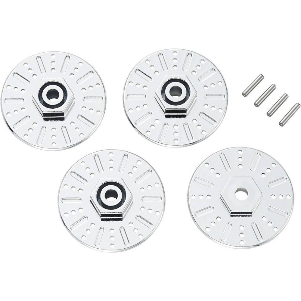 Bild von Reely 1:10 Bremsscheibenimitat-Felgenmitnehmer 12mm 6-Kant 10mm mit Spurverbreiterung 10mm Chrom 4St