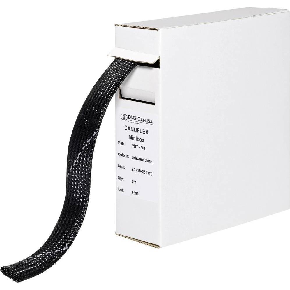 Bild von DSG Canusa, Kabelschutz + Kabelführung, 8694040951 Geflechtschlauch Schwarz Polyester 35 bis 50 mm 5 m (Kabelschlauch, 5000 mm)