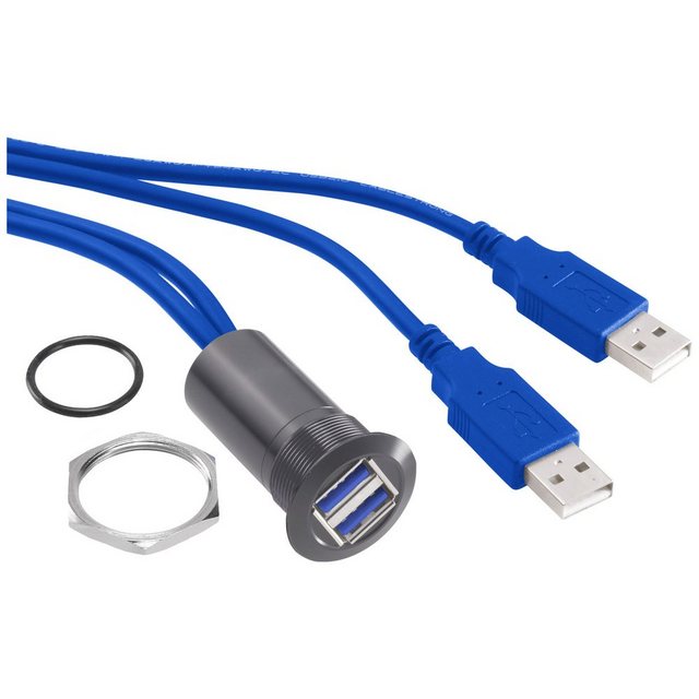 Bild von TRU COMPONENTS TRU COMPONENTS USB-13-BK USB-Einbaubuchse 3.0 Inhalt: 1 St. USB-Kabel