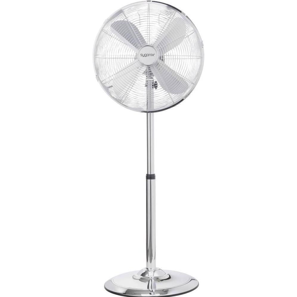Bild von Sygonix Standventilator 50W (B x H) 44.5cm x 120cm Silber Oszillierend, Höhenverstellbar, Überhitz