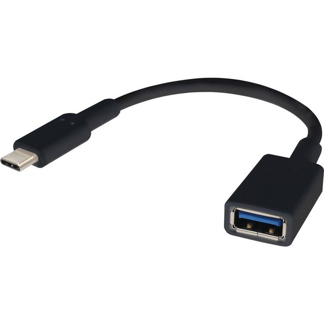 Bild von renkforce USB 3.0 Adapter [1x USB-C Stecker - 1x USB 3.0 Buchse A] 0.15 m Schwarz mit OTG-Funktion, vergoldete Steckkontakte renk