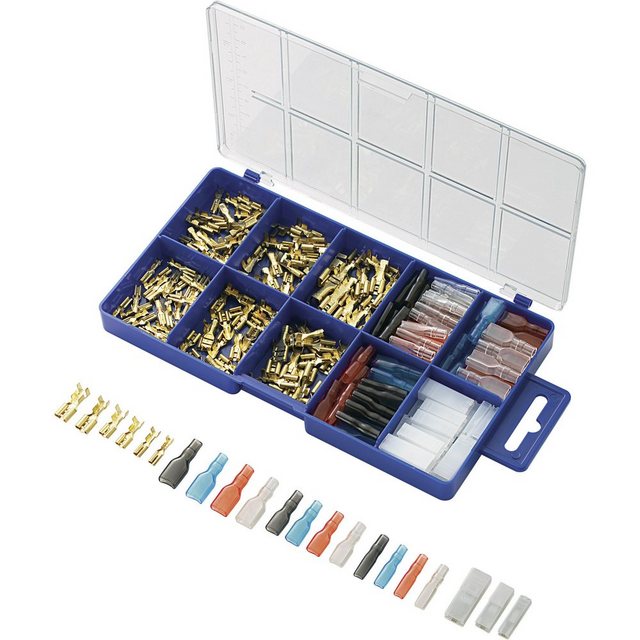 Bild von Tru Components Quetschverbinder-Sortiment 0,104 mm² 2,50 mm² Transparent, Schwarz, Rot, Blau 739647 260 St., Elektronikkabel + Stecker, Rot, Blau, Transparent, Schwarz