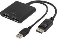 Bild von Renkforce RF-4758087 DisplayPort Adapter [1x DisplayPort Stecker - 2X DisplayPort Buchse] Schwarz 20.00 cm