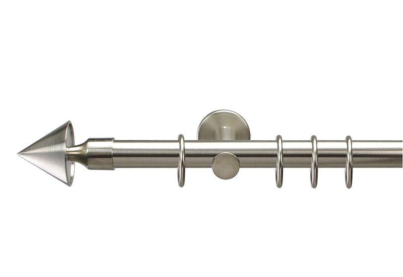 Bild von Liedeco Gardinenstange, Stilgarnitur 20 mm ø | Komplettgarnitur Drehfix Kegel | 120 cm | Edelstahl-Optik