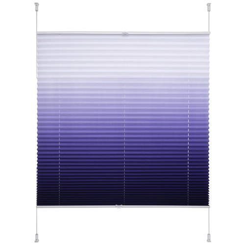 Bild von Liedeco® Klemmfix Plissee Farbverlauf verspannt mit Klemmträger/Breite x Höhe: 75 x 130 cm/Farbe: Blau/Plissee farbig/lichtdurchlässig verstellbar/Innen-Montage ohne Bohren / 123 montiert