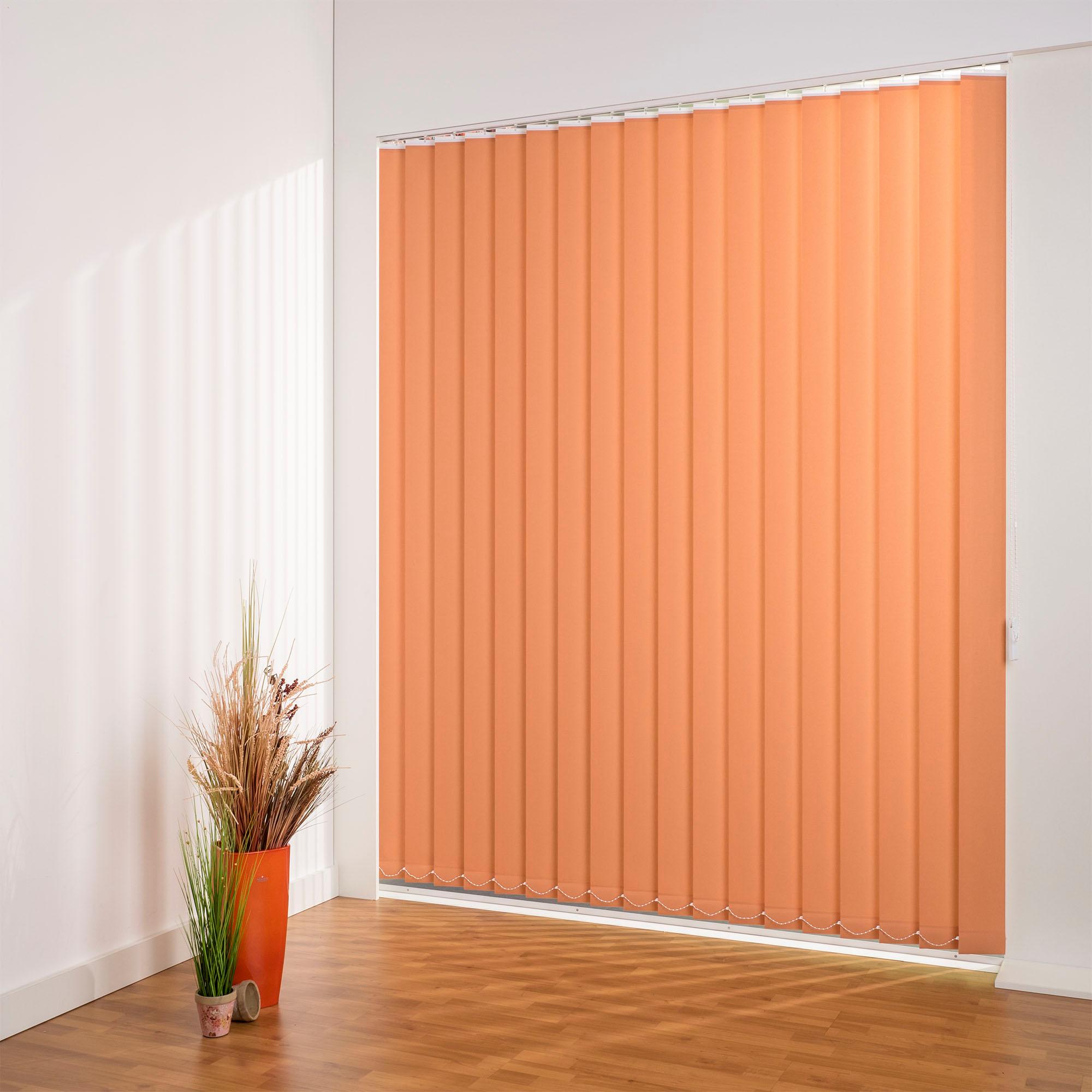 Bild von Lamellenvorhang LIEDECO "Lamellenvorhang Vertikalanlage perlex - 127 mm Lamelle" Gr. 1, orange (terrakotta, weiß), B:100cm H:180cm, Jalousien, Kürzbare Vertikalanlage Perlex