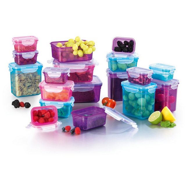Bild von GOURMETmaxx Frischhaltedose Vorratsdose Lunchbox klick-it 3 Farben auslaufsicher, (18er Set, 36-tlg), geeignet für Spülmaschine, Gefrierschrank und Mikrowelle, stapelbar