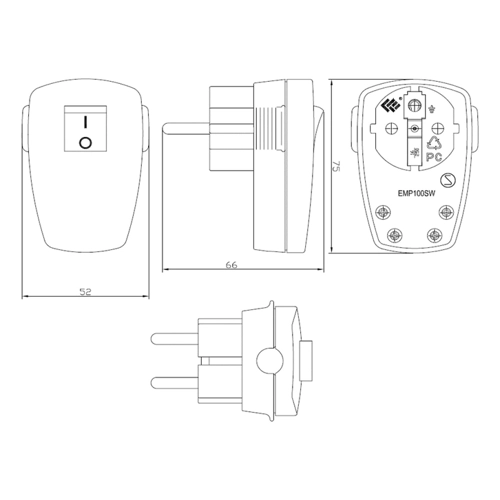 Bild von Bachmann Schutzkontakt-Stecker 911.271 mit Schalter