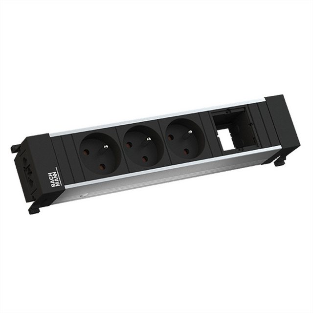 Bild von Bachmann, Steckdosenleiste, CONFERENCE - 3 AC-Ausgänge - Indoor - Typ E - Aluminium - Schwarz - 260 mm (3 x, CEE 7/5, CEE 7/3)