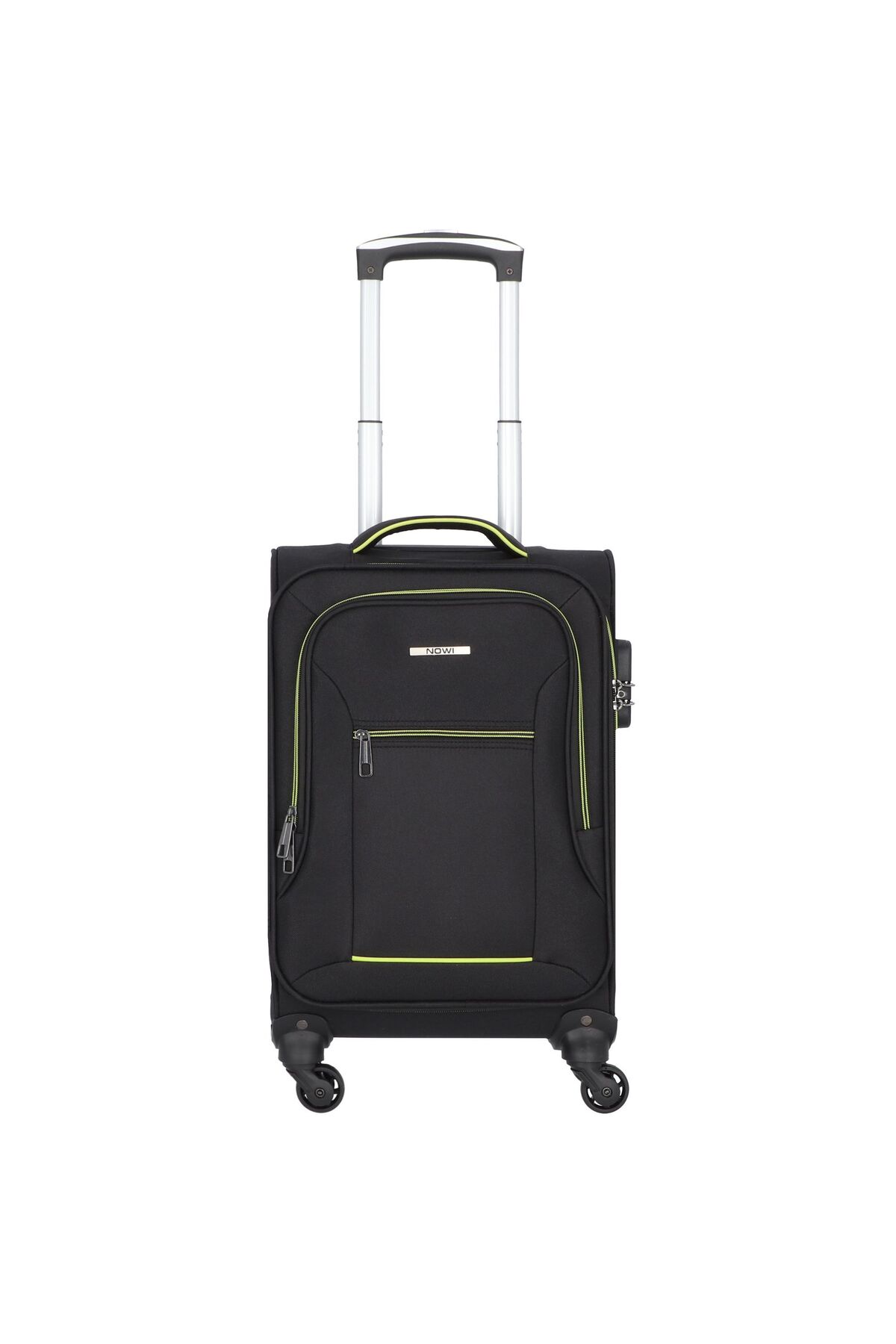 Bild von NOWI Sevilla Weichschalen Trolley M – Leichter Stoff Koffer 30L mit 4 Doppelrollen & Zahlenschloss | Handgepäck Koffer 55x40x20 cm für Damen & Herren (Schwarz-Limette, M)