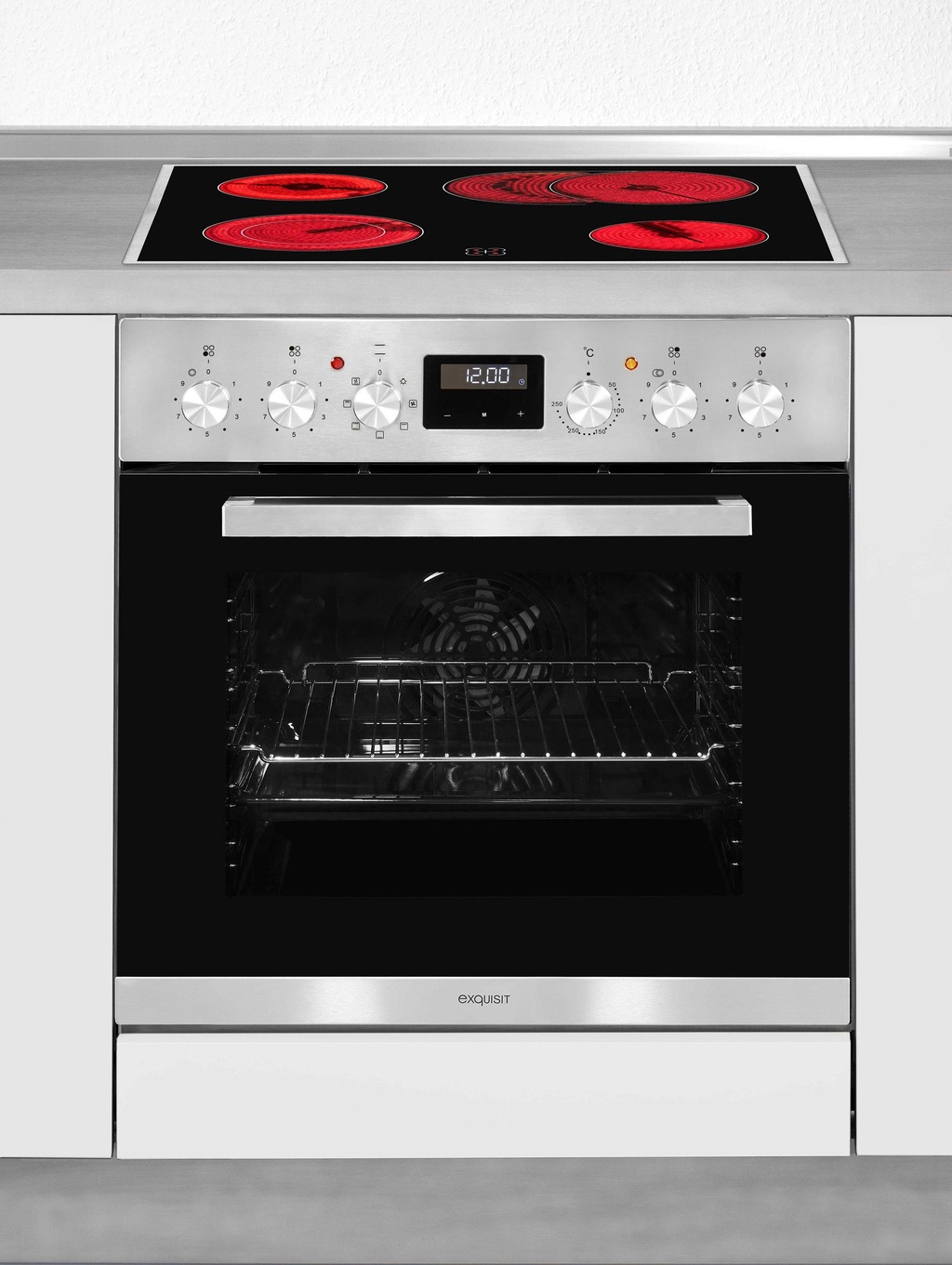 Bild von Exquisit EHE 157-2 URBZ-Set Einbauherd | 59 L Backofenvolumen | Edelstahl
