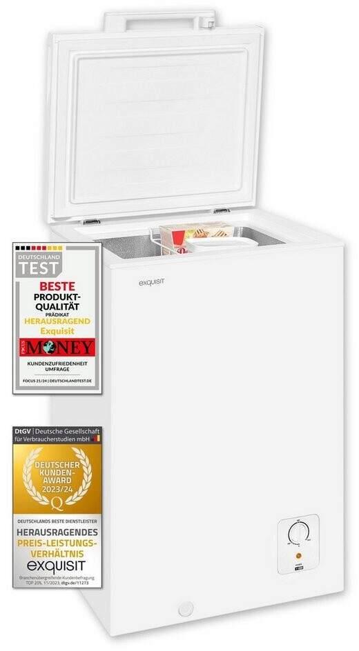 Bild von Exquisit Gefriertruhe GT5100-010E weiss | Tiefkühltruhe 95 Liter Nutzinhalt | Kühltruhe 4 Sterne | Einhängekorb | 55cm Breite